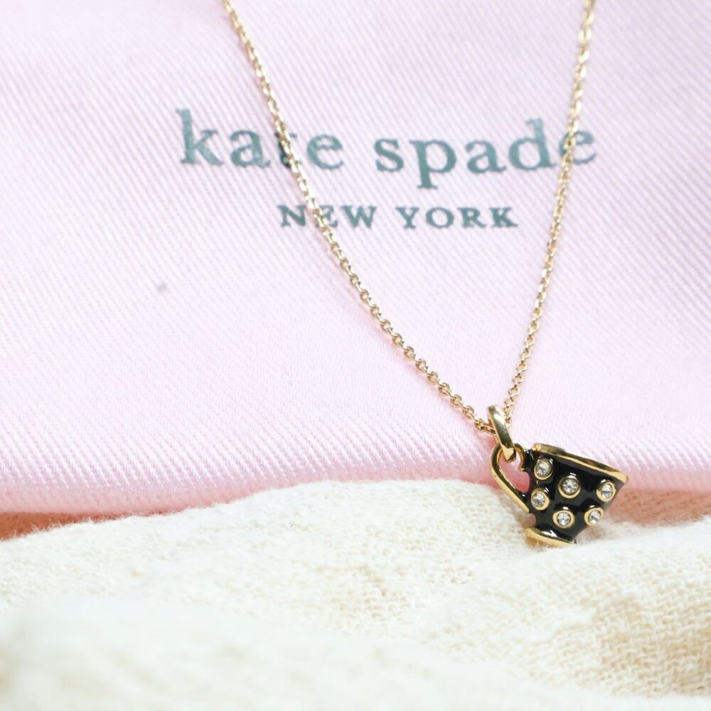 Kate Spade Gold and Black Teacup Necklace